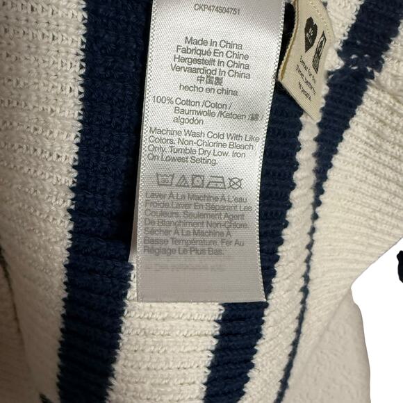 Madewell V-Neck Button-Front Ivory Striped Oversized Cardigan Sweater Size Small - Picture 8 of 10